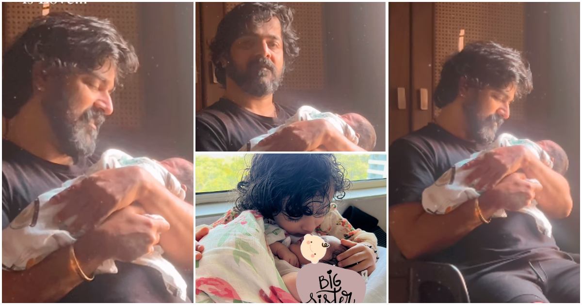 Srinish Aravind with his second baby