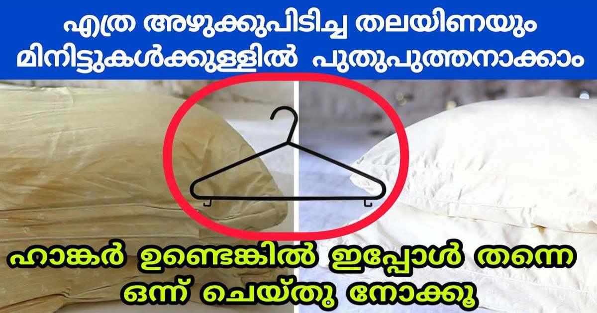 Easy Pillow cleaning tips using hanger