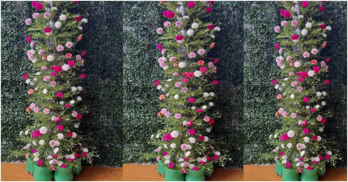 moss rose in plastic bottle