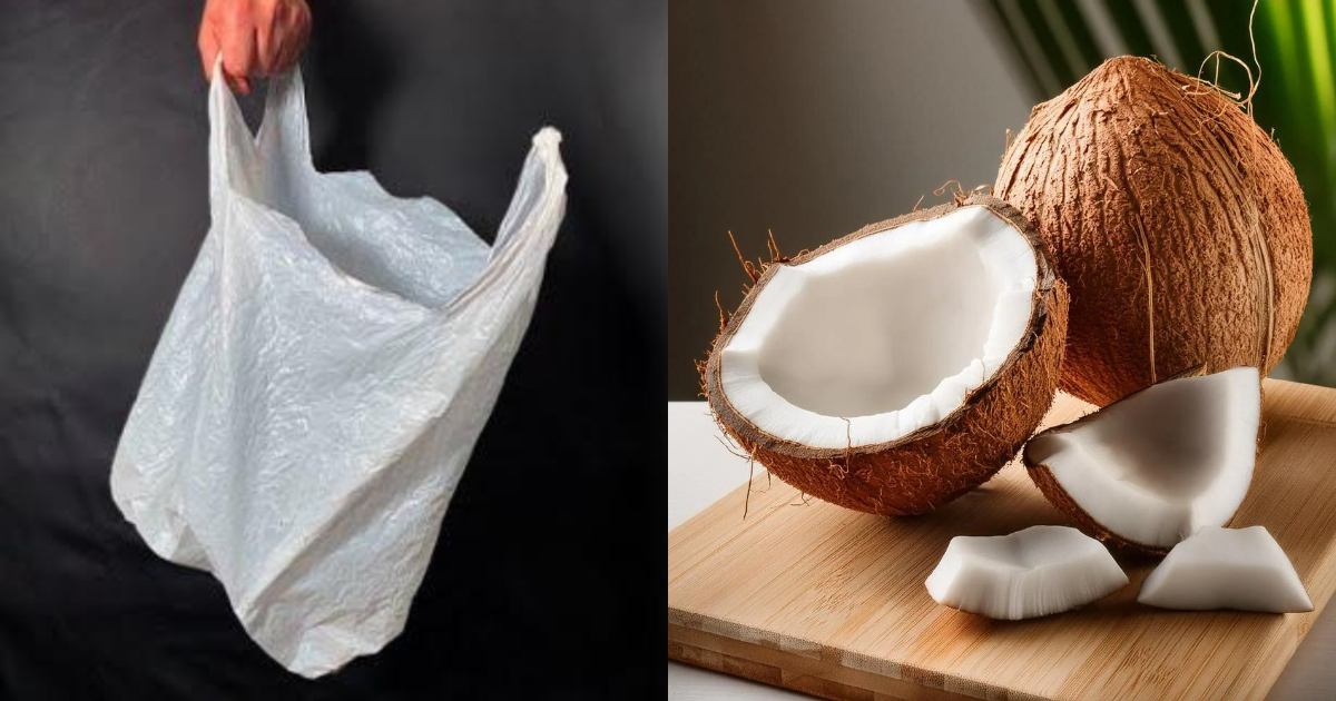 Coconut Grating using Plastic Cover