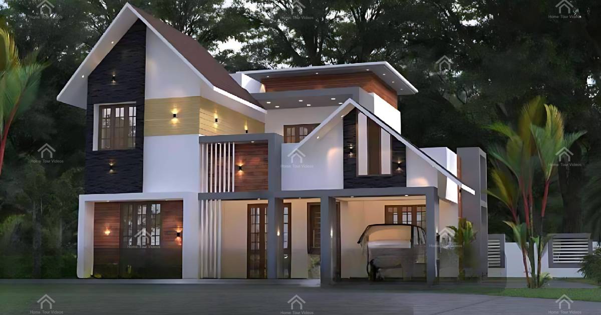 1900 sqft 4BHK House with 3D Elevation