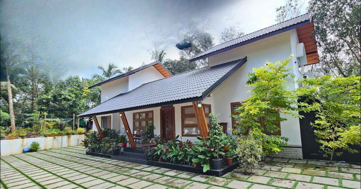 Single Floor House with Tropical Design